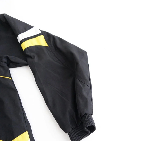 Vintage 90s Derby Black And Yellow Zip Up Nylon Windbreaker  Jacket 2XL - Picture 5 of 12